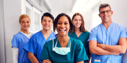 Nurses along the corridors smiling